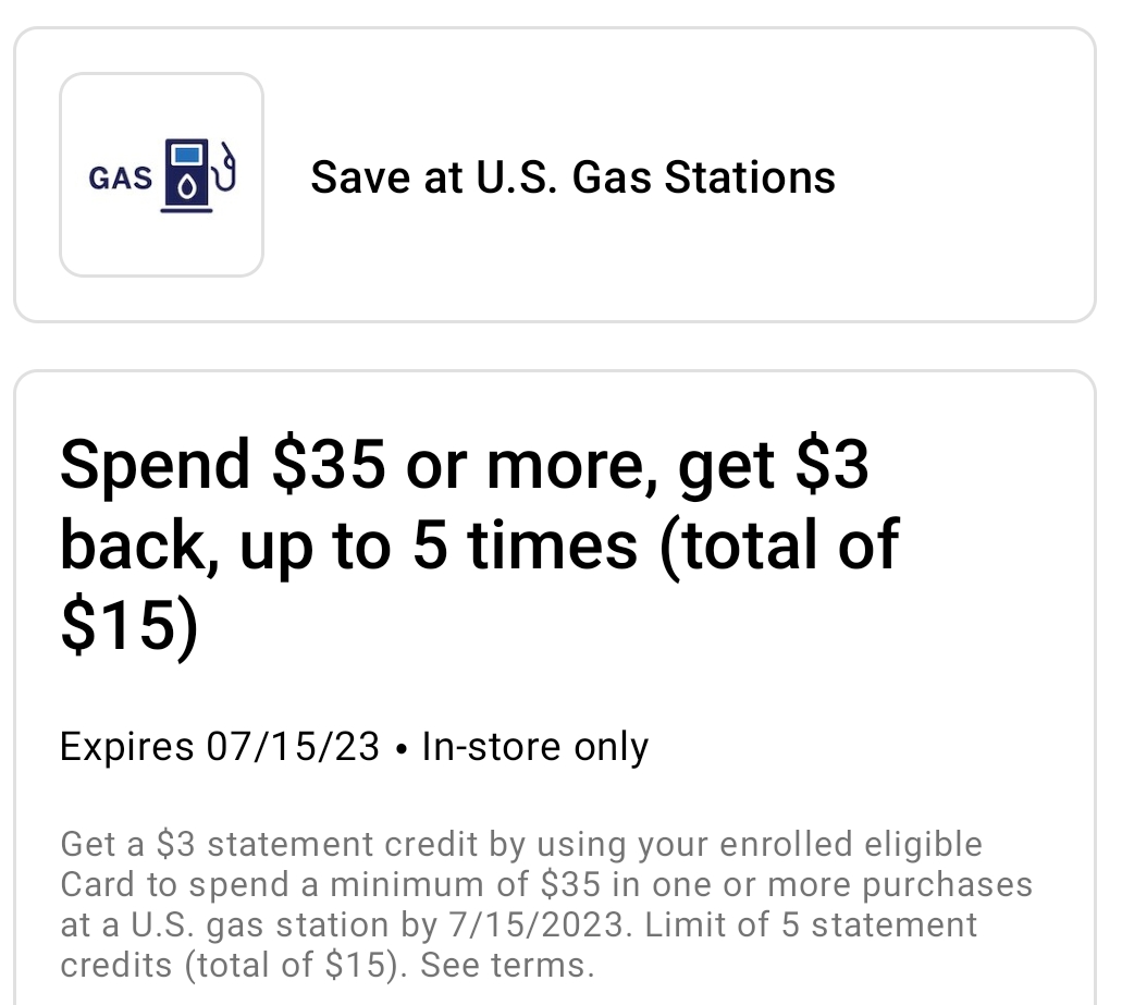 AmEx Offer 3 Off 35 At US Gas Stations up To 5x 